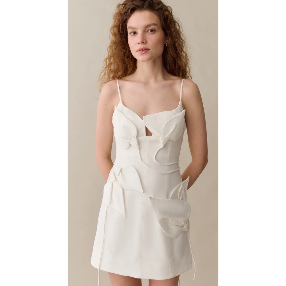 Few Moda o.p.t White Bow Applique Mini Dress Bridal Cocktail Size 8